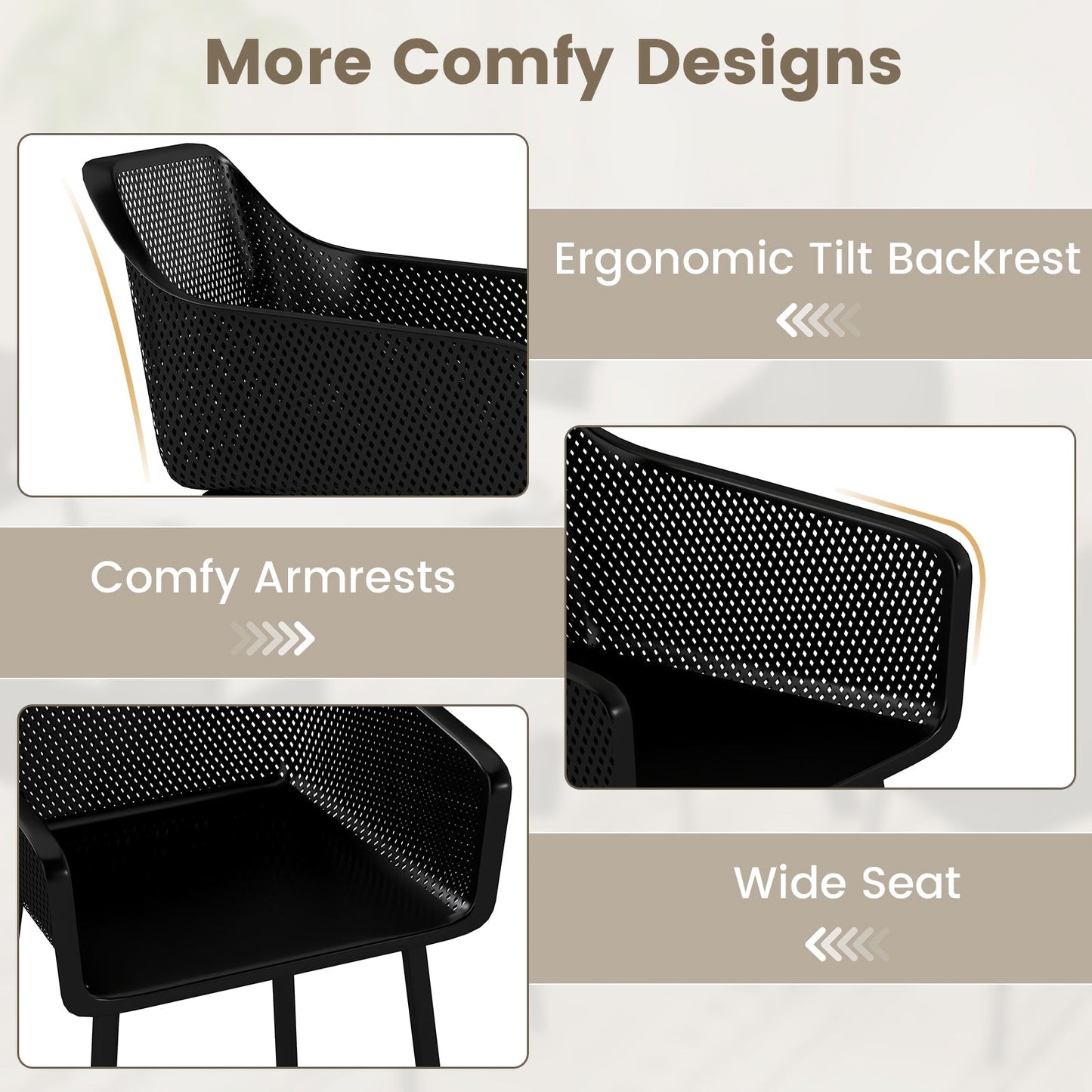 DirectDeals Modern Plastic Dining Chairs Set of 2 with black mesh-back on Tampa Home & Garden Store