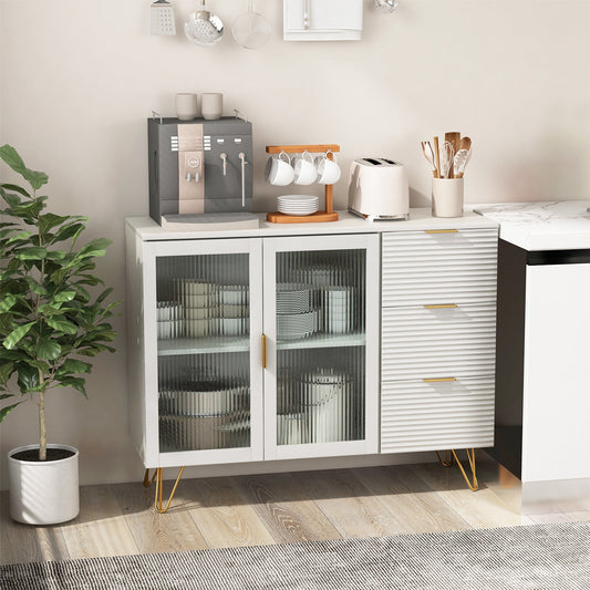 Aparador moderno con 2 puertas y 3 cajones para sala de estar o comedor - Blanco