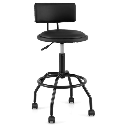 Bar stool DirectDeals swivel with backrest, height adjustable, black cushion, chrome column on Tampa Home & Garden Store
