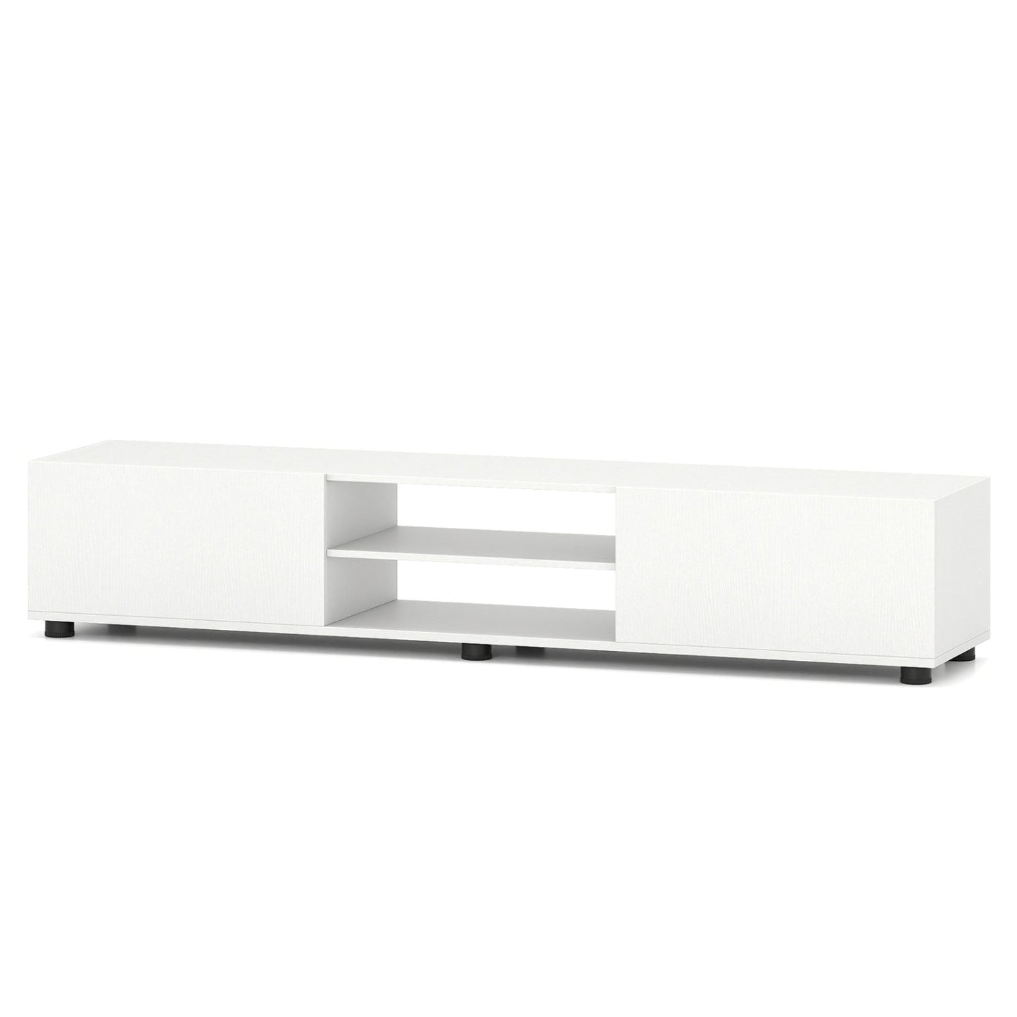 Modern TV Stand for up to 70" TVs Minimalist Entertainment Center with 2 Doors and Open Shelves-Rustic Brown