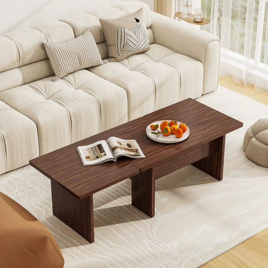 DirectDeals modular coffee table set of 2 L-shaped tables in dark wood finish on Tampa Home & Garden Store