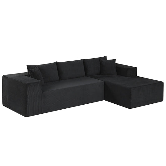 Modular Sectional Sofa Corduroy Upholstered L-shaped Sofa Couch with Deep Seats