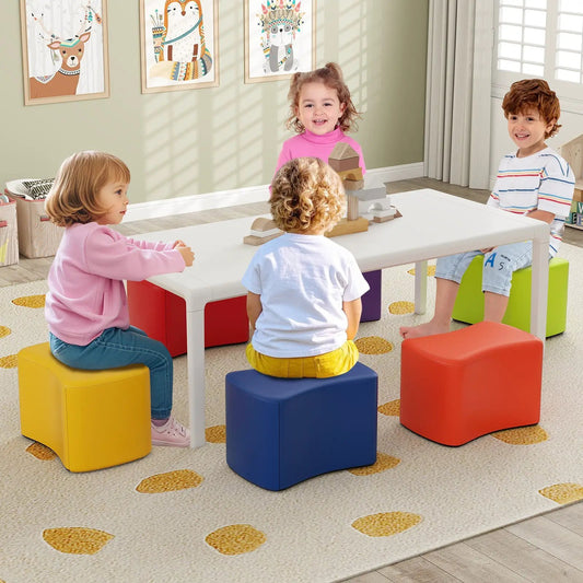 Modular kids stool set with six multicolor butterfly stools around a white activity table on Tampa Home & Garden Store