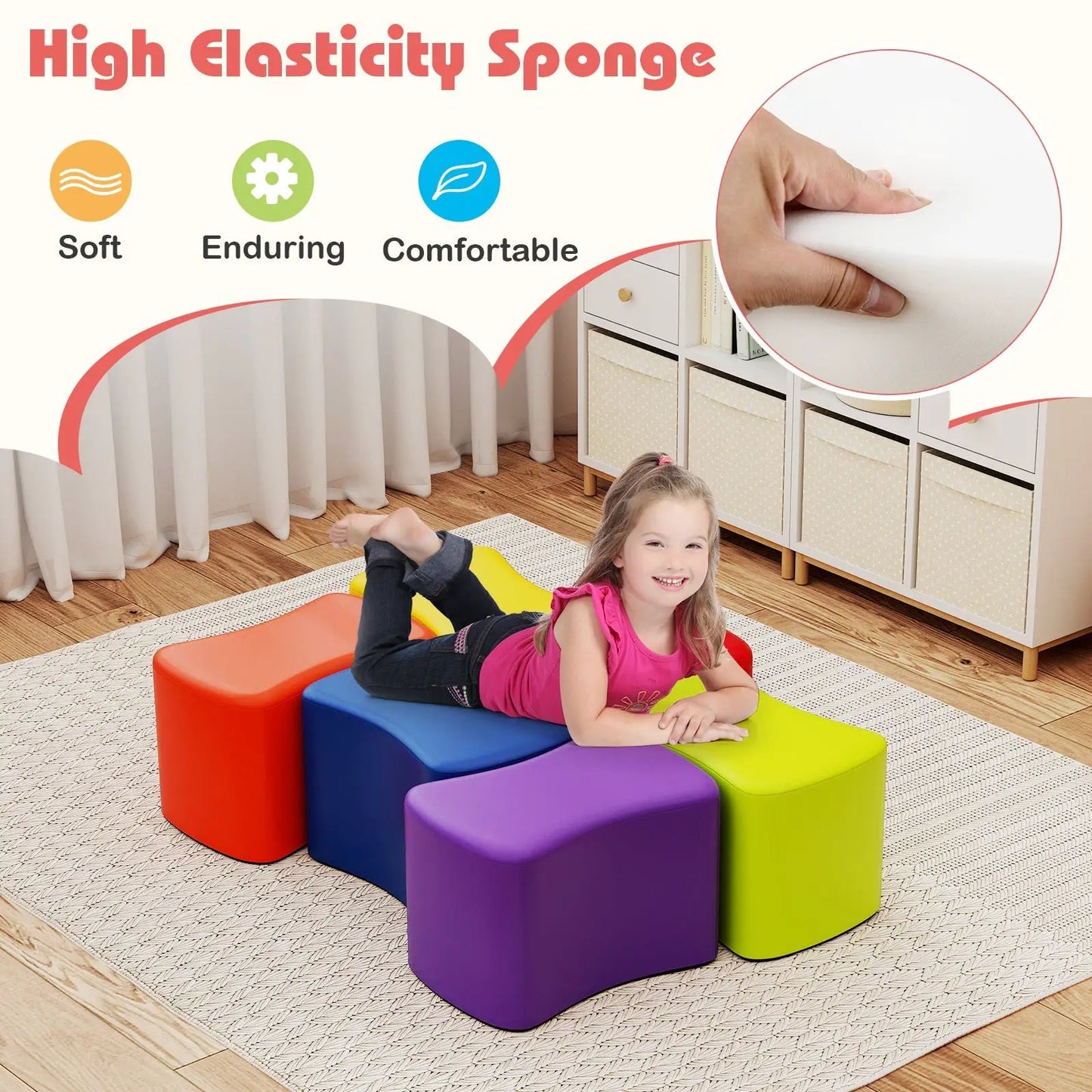 6-piece modular kids butterfly stool set in multicolor soft foam seats on Tampa Home & Garden Store
