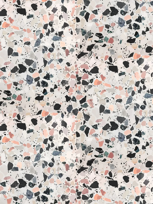 Mojave Terrazzo wallpaper mauve and gray terrazzo chips by Samantha Santana Creative on Tampa Home & Garden Store
