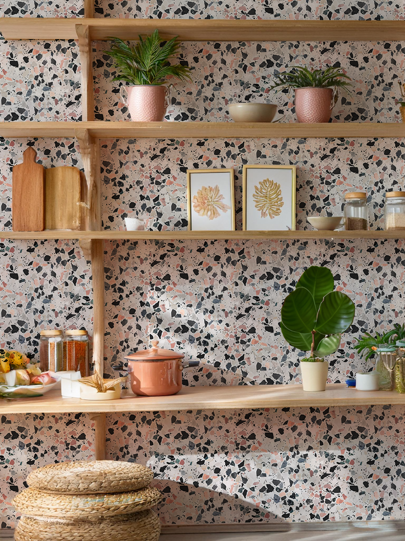 Mojave Terrazzo Wallpaper, mauve and gray - Tampa Home & Garden Store
