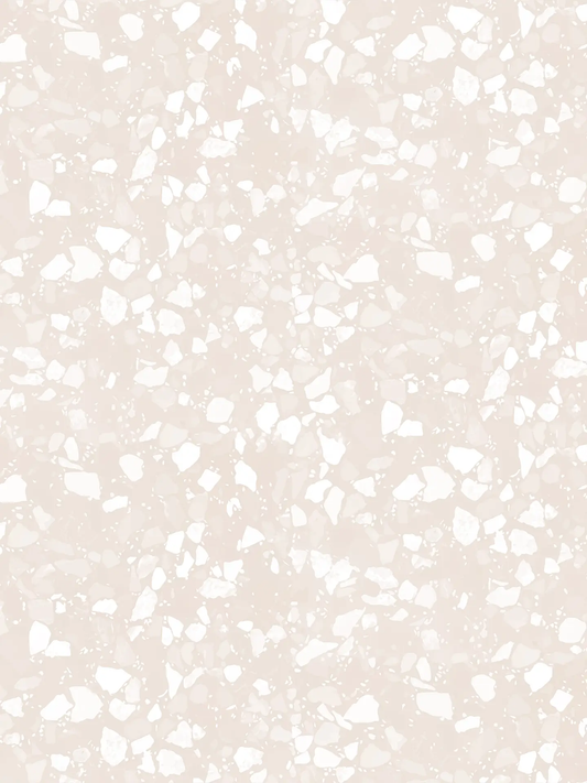 Mojave Terrazzo Wallpaper neutral white terrazzo pattern by Samantha Santana Creative on Tampa Home & Garden Store