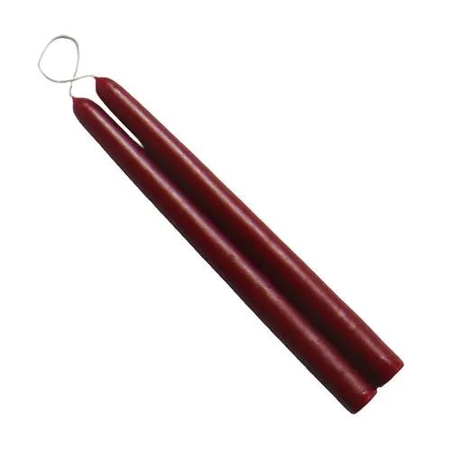 Mole Hollow Taper Pair burgundy red taper candles on Tampa Home & Garden Store