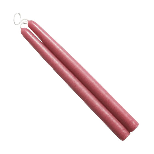 Mole Hollow Taper Pair candles Colonial Pink, two pink taper candles with white string ties on Tampa Home & Garden Store