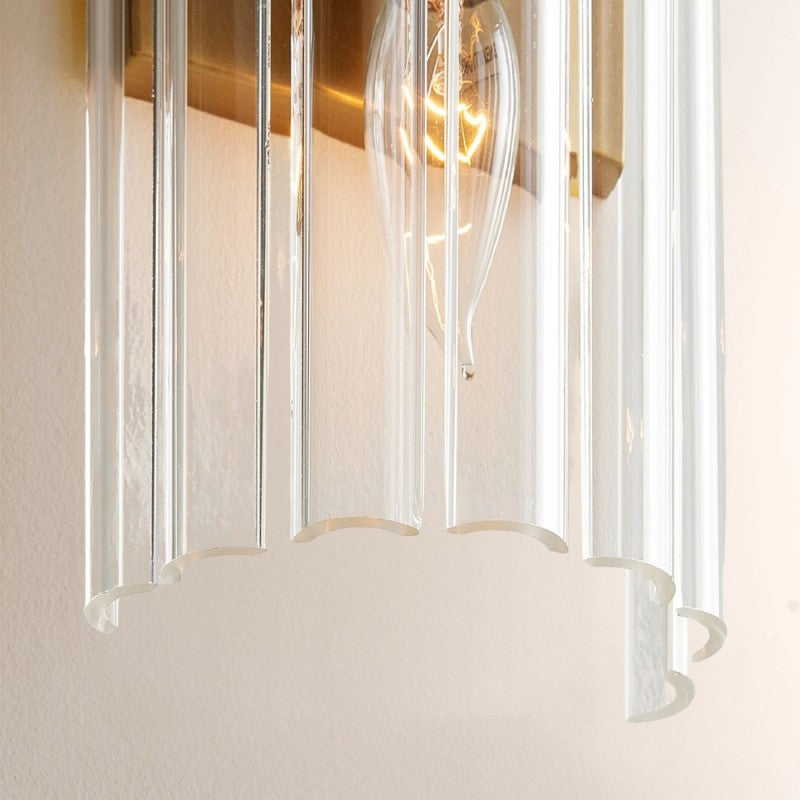 Vintage Crystal Wall Sconce with Brass Finial, clear glass prisms wall light fixture on Tampa Home & Garden Store