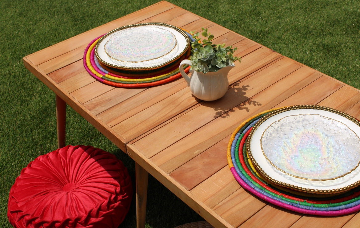 Morocco Placemat, colorful raffia Woven tabletop - Tampa Home & Garden Store