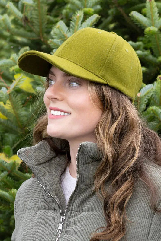 Mossy Pine Brushed Wool Baseball Cap olive green hat by Aria the Fox on Tampa Home & Garden Store