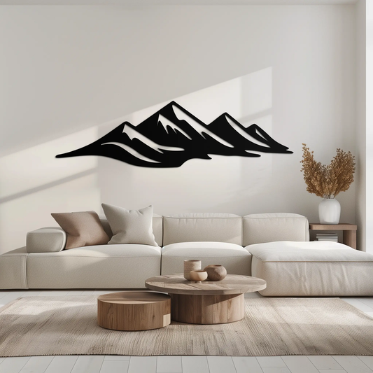 Mountain Silhouette Metal Wall Art – Horizontal Nature-Inspired Panel Decor- KAF627 - Tampa Home & Garden Store