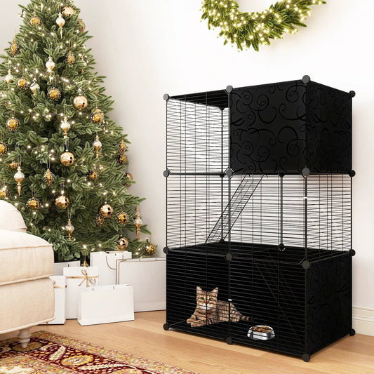 Multi Level Cat Tower With 2-Door Condo, black metal cat tree on Tampa Home & Garden Store