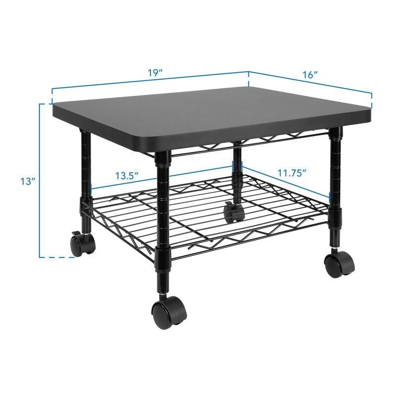 Multipurpose Black Metal 2-Tier Mobile Under Desk Printer Stand Cart w/ Casters - Tampa Home & Garden Store