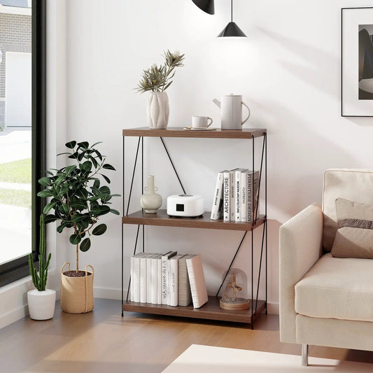 Multipurpose display rack with metal frame and wood shelves, 34-in on Tampa Home & Garden Store