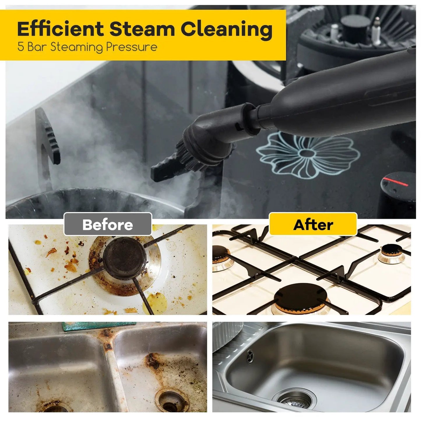 Multipurpose Steam Cleaner 1800W Portable Household Steamer with 61 oz Tank-Gray & White - Tampa Home & Garden Store
