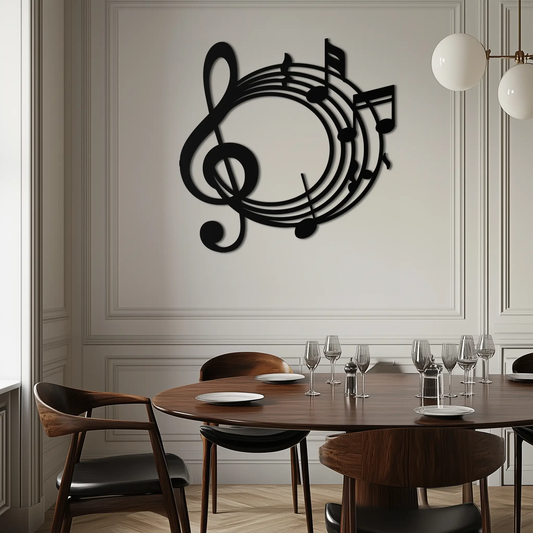Musical Notes Circle Metal Wall Art – Treble Clef Music Decor for Home or Studio- KAF596 - Tampa Home & Garden Store