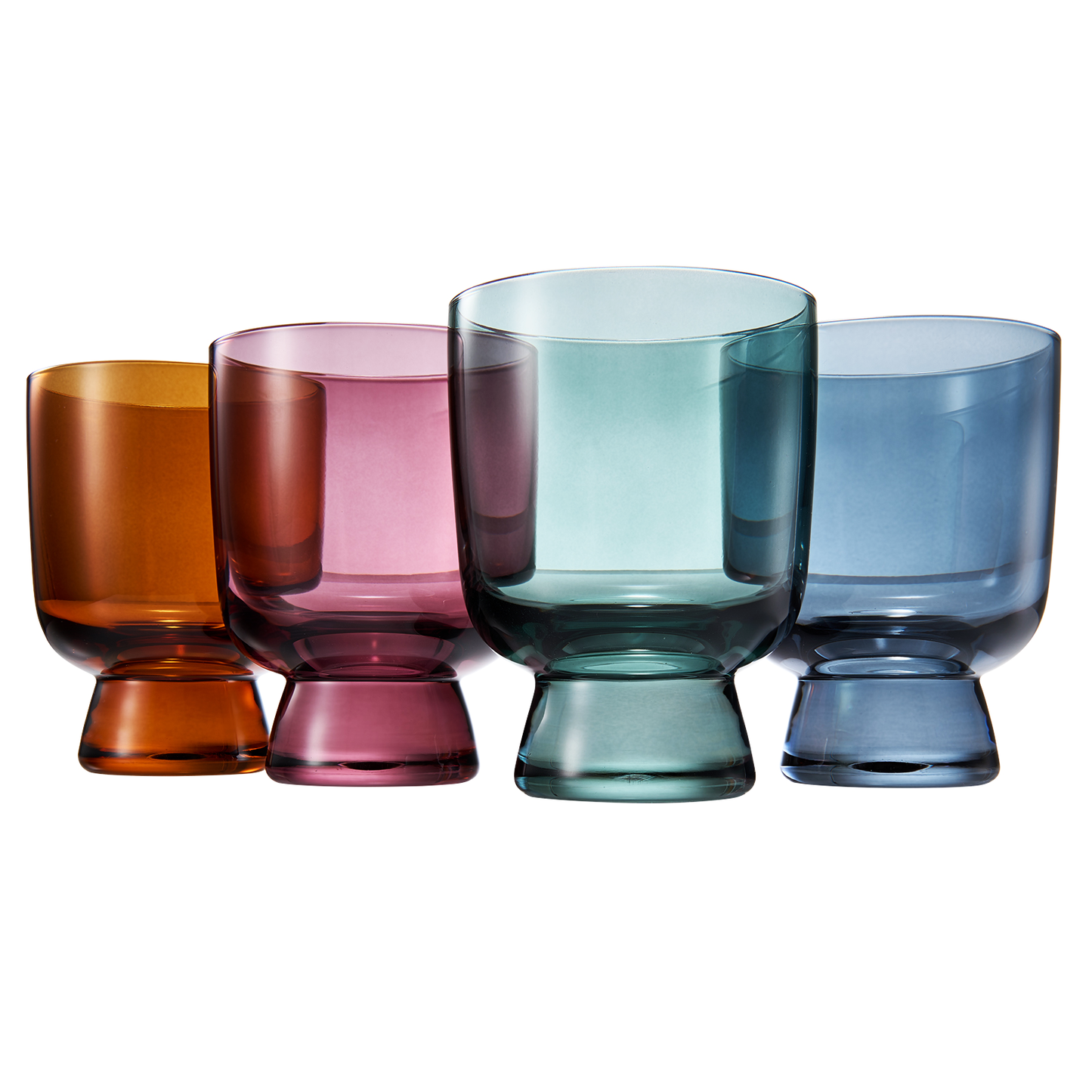 Classic Set of Six Tonal Stemmed Wine Glasses