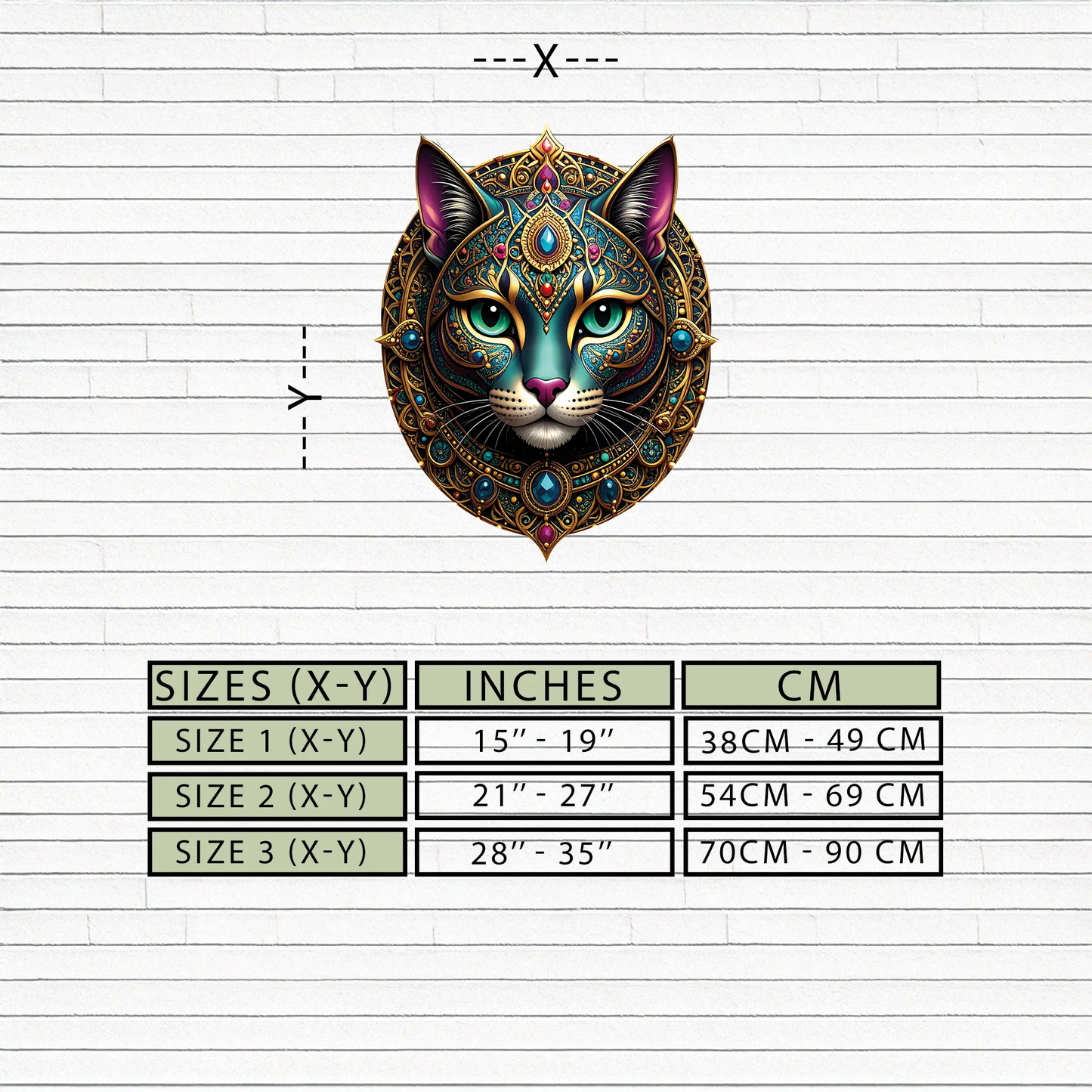 Mystic Mandala Cat UV print metal wall art by Enova Art, colorful jeweled boho decor on Tampa Home & Garden Store