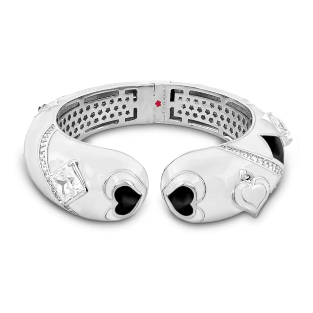 Fantasy Bangle bracelet by Lauren G Adams in silver-tone with black heart crystal accents on Tampa Home & Garden Store