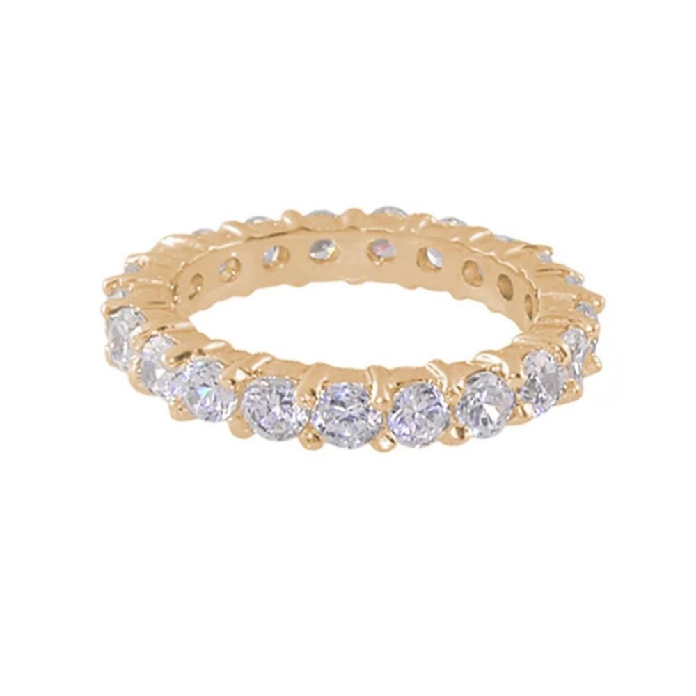 925 Eternity Band Round Prong Lauren G Adams gold-tone eternity ring with clear stones on Tampa Home & Garden Store