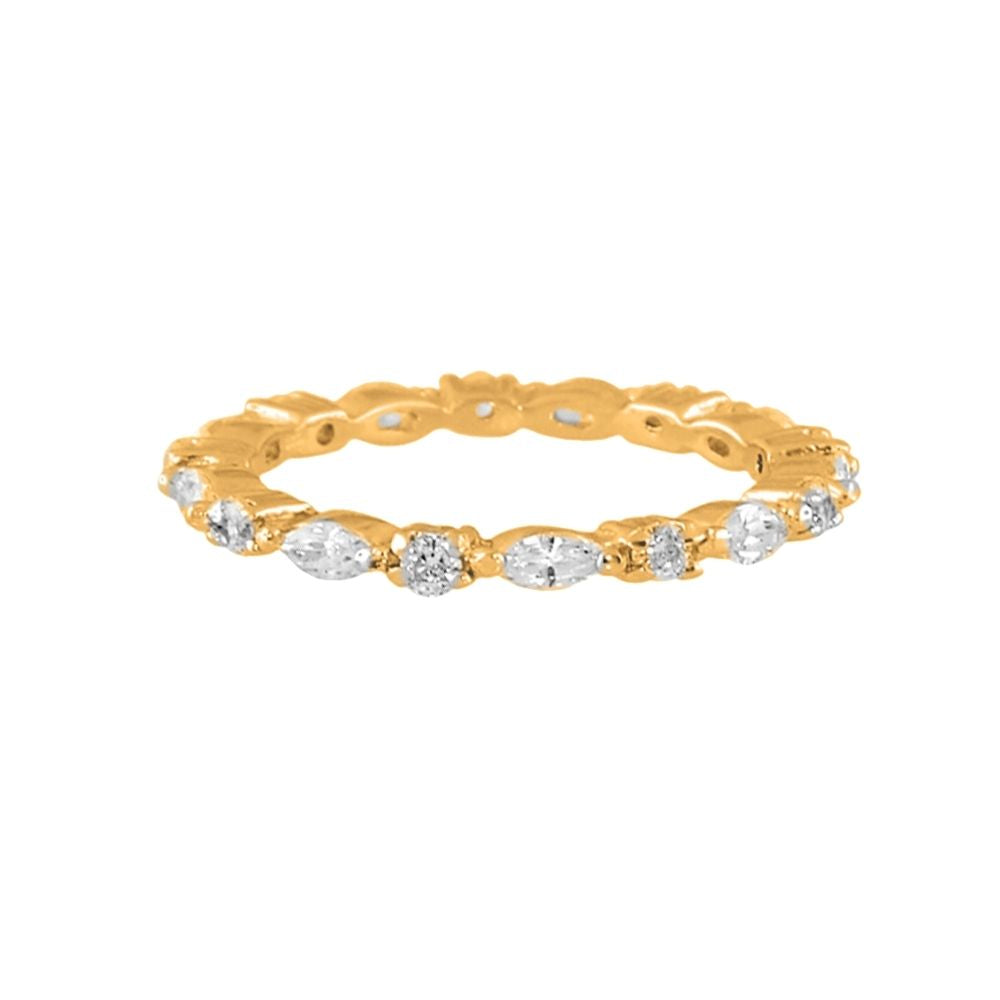 925 Skinny Eternity Band yellow gold ring with round and marquise diamonds by Lauren G Adams on Tampa Home & Garden Store