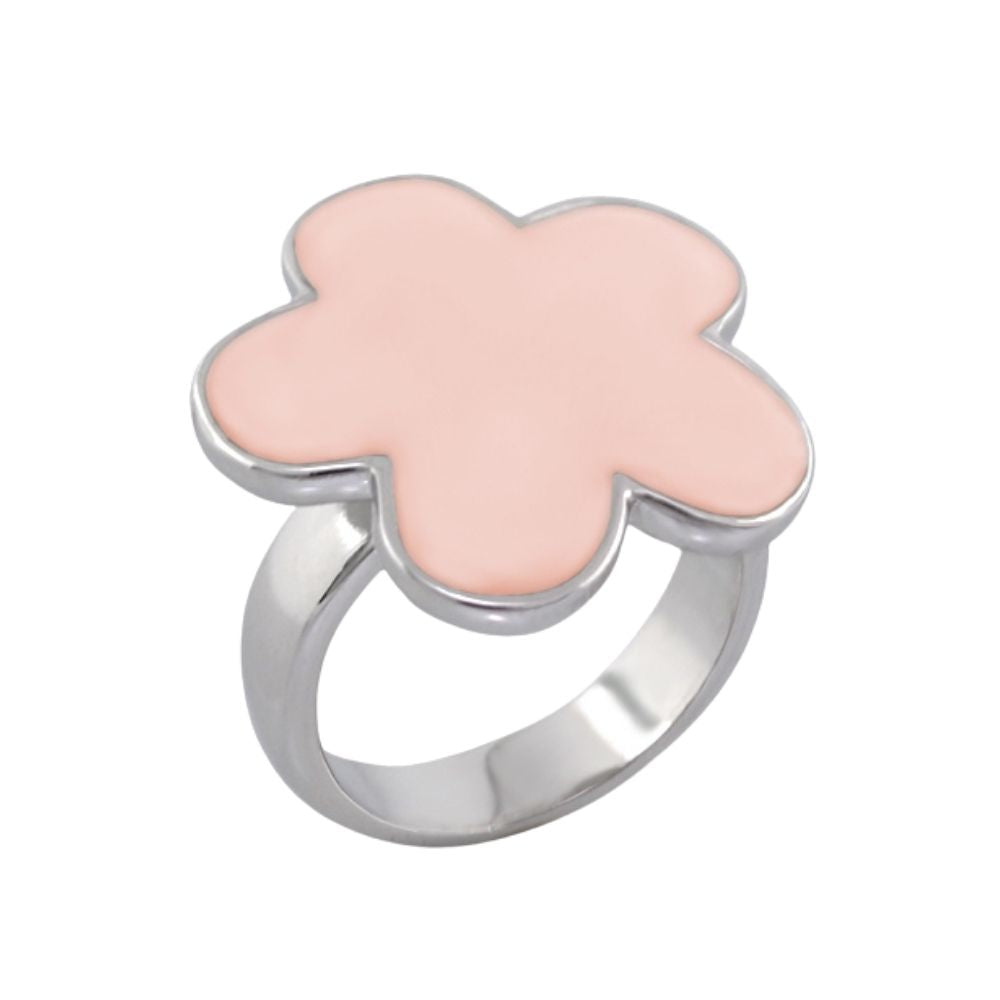 Daisy flower ring pink enamel with silver band by Lauren G Adams cocktail ring on Tampa Home & Garden Store