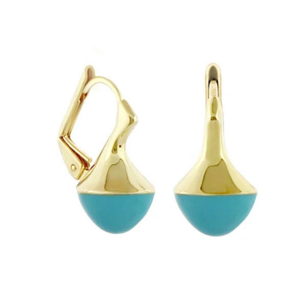 The Golden Favorites Earrings gold-tone drop turquoise dome ends Lauren G Adams 2 earrings on Tampa Home & Garden Store