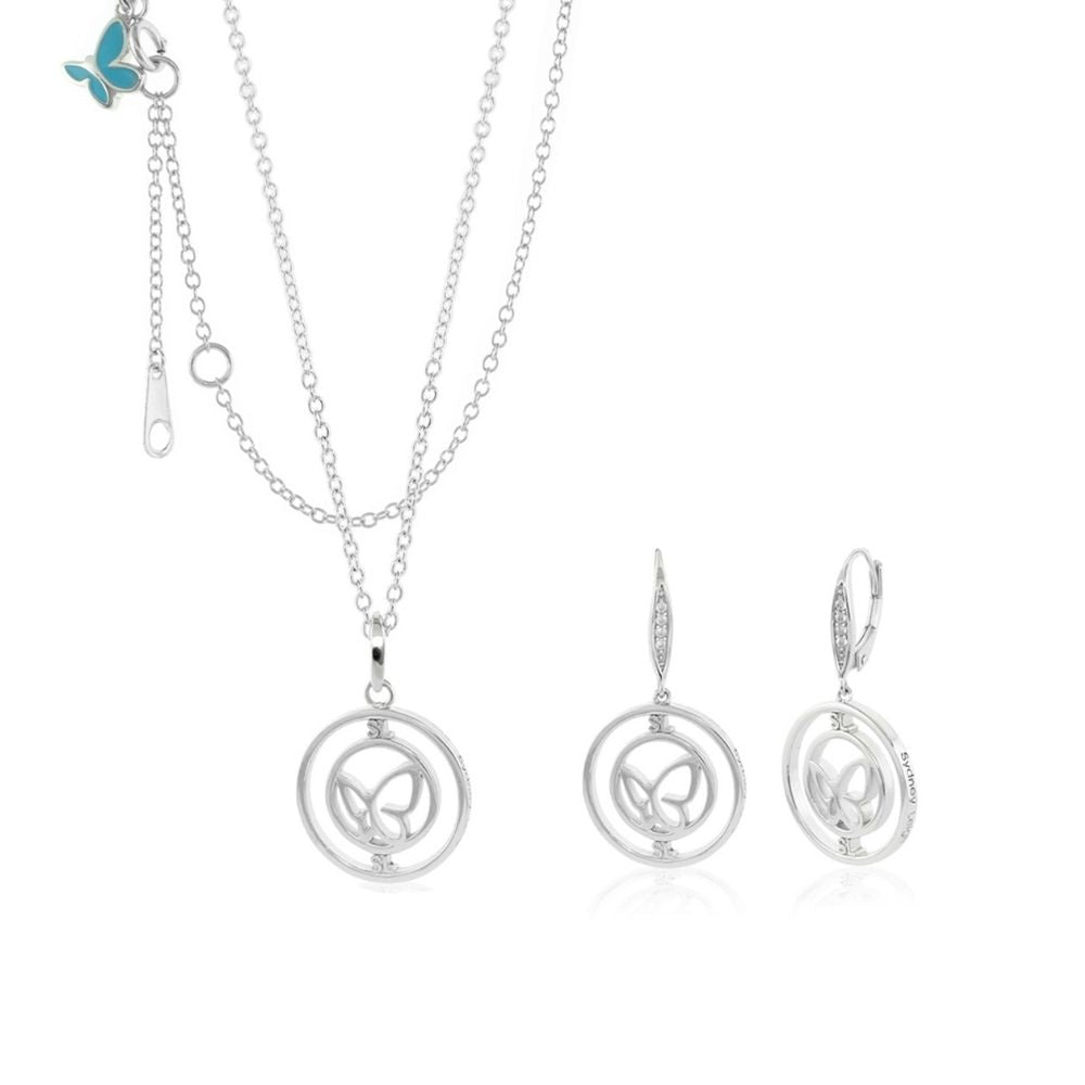 Sydney Leigh Butterfly Necklace & Earrings Set by Lauren G Adams; silver-tone butterfly swirl jewelry set on Tampa Home & Garden Store