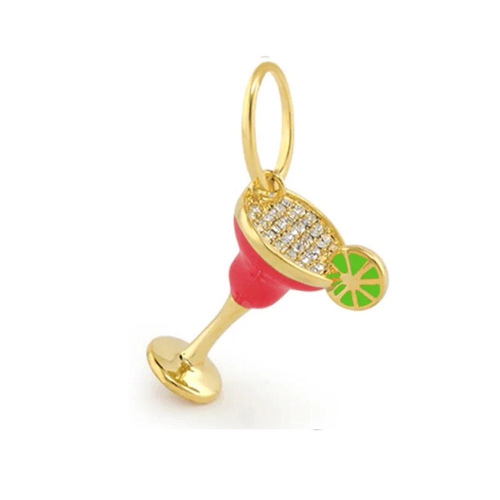 Eau Margarita pendant by Lauren G Adams, gold-tone glass with crystal rim and lime slice on Tampa Home & Garden Store