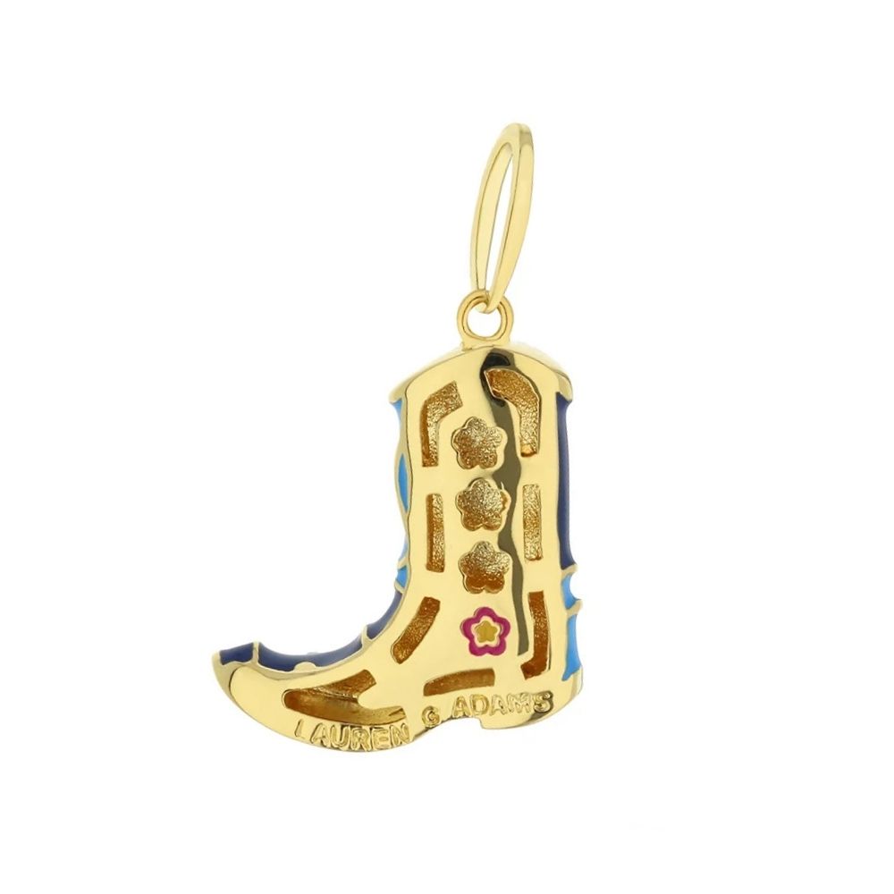 Eau Boots Pendant gold plated with blue enamel accents by Lauren G Adams on Tampa Home & Garden Store