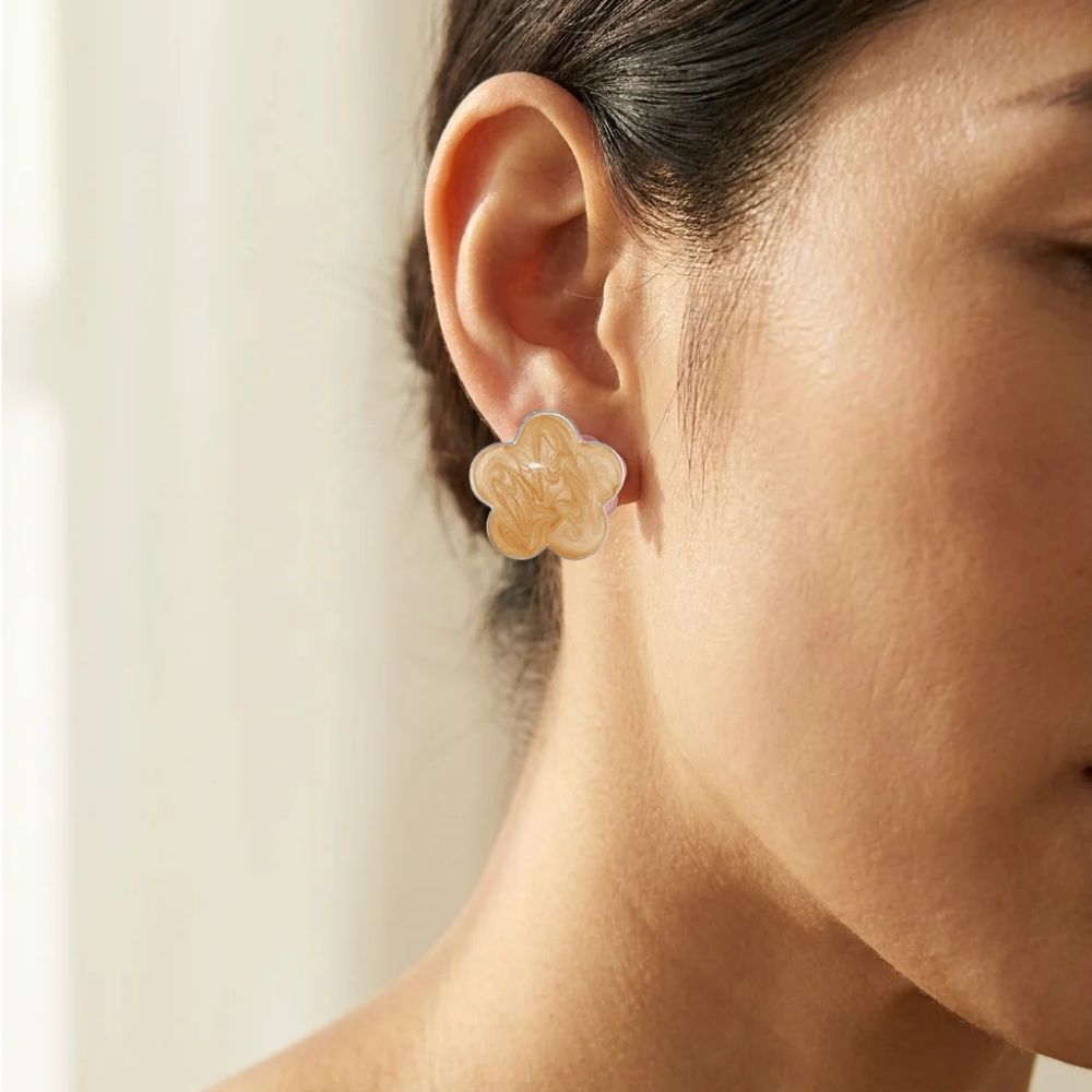 Daisy Love Earrings Apricot Flower by Lauren G Adams peach resin stud on Tampa Home & Garden Store