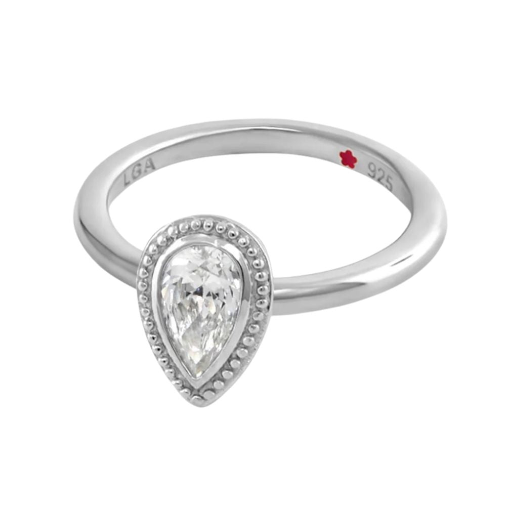 Stackable Ring Layers of Love Pear Pavé Halo by Lauren G Adams, sterling pear-cut center on Tampa Home & Garden Store