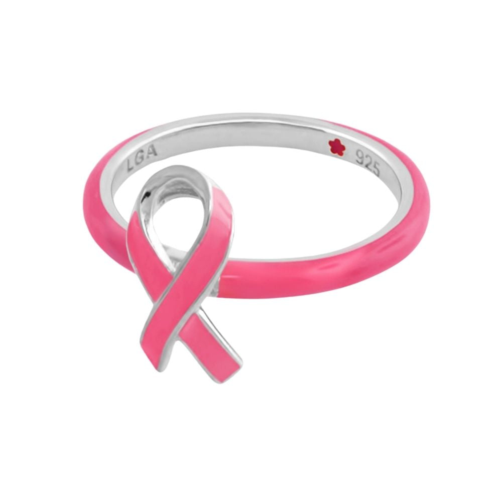 Ring Layers of Love Stackable Ribbon in pink enamel with silver band by Lauren G Adams on Tampa Home & Garden Store