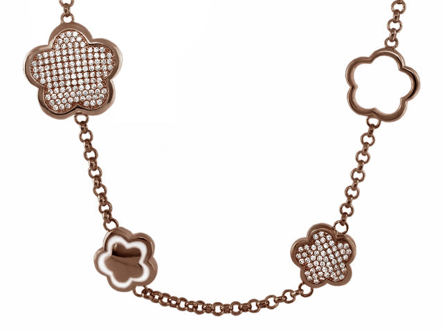 Shimmer and Glimmer short necklace by Lauren G Adams with four bronze flower charms and crystal on Tampa Home & Garden Store