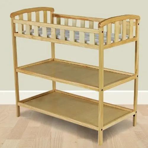 Natural Finish Wood Baby Furniture Changing Table with Safety Rail - Tampa Home & Garden Store