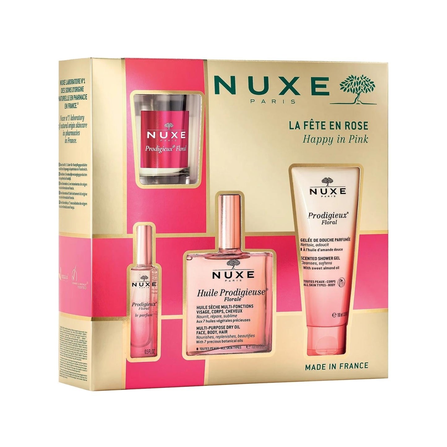 NUXE Prodigieux Floral Happy in Pink gift set, 3-piece skincare with bottle and shower gel on Tampa Home & Garden Store