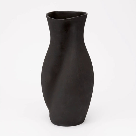 Helena Vase in unglazed ceramic by dumæ, black matte tall-stem design on Tampa Home & Garden Store