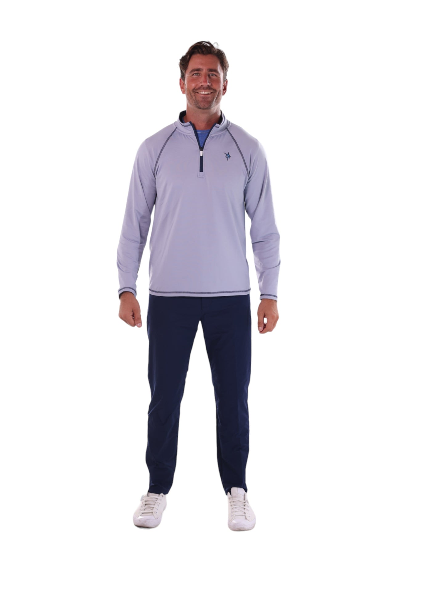 New Harbor Quarter Zip by White Water Life lavender pullover with chest logo on Tampa Home & Garden Store