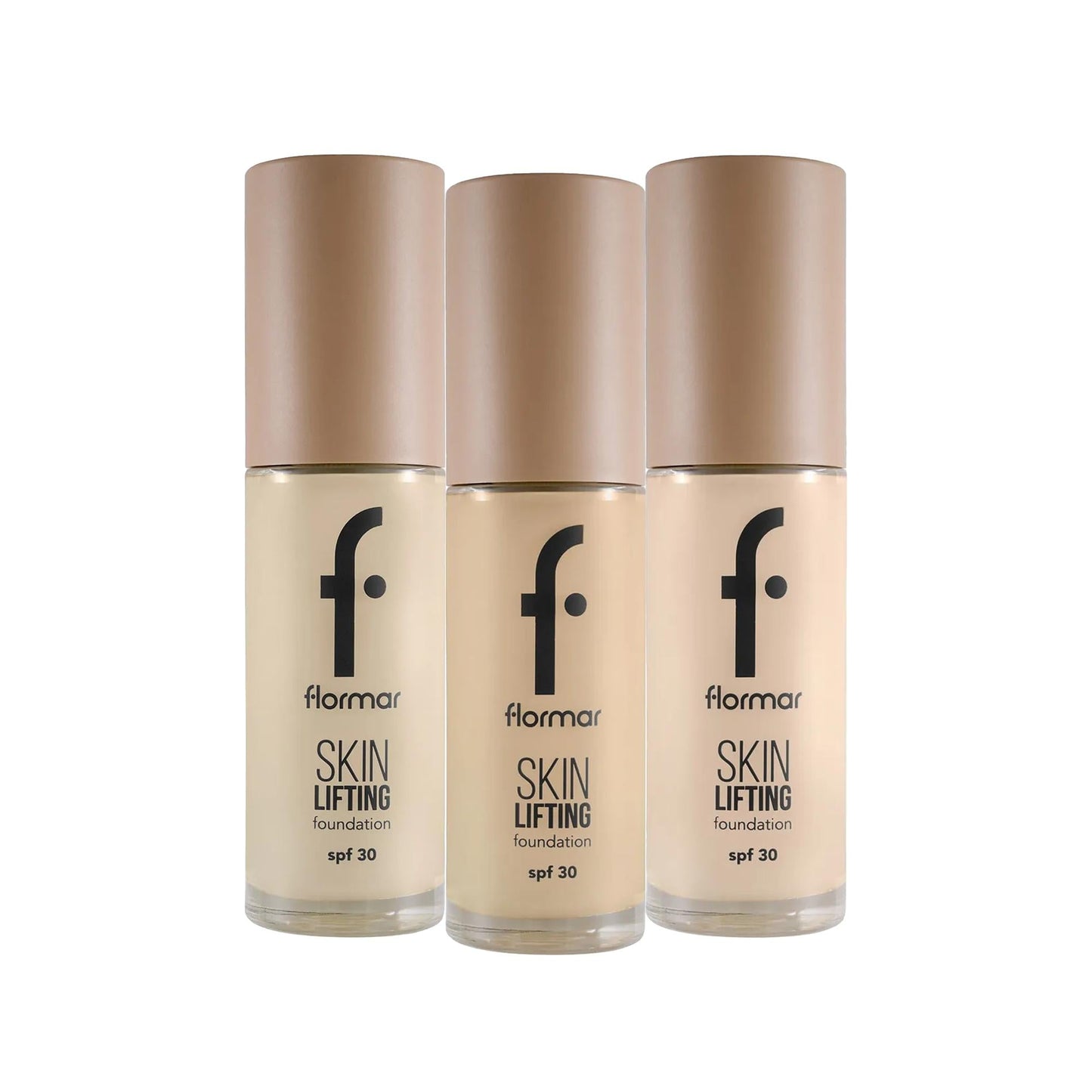 Flormar Skin Lifting foundation trio with beige caps SPF 30 on Tampa Home & Garden Store