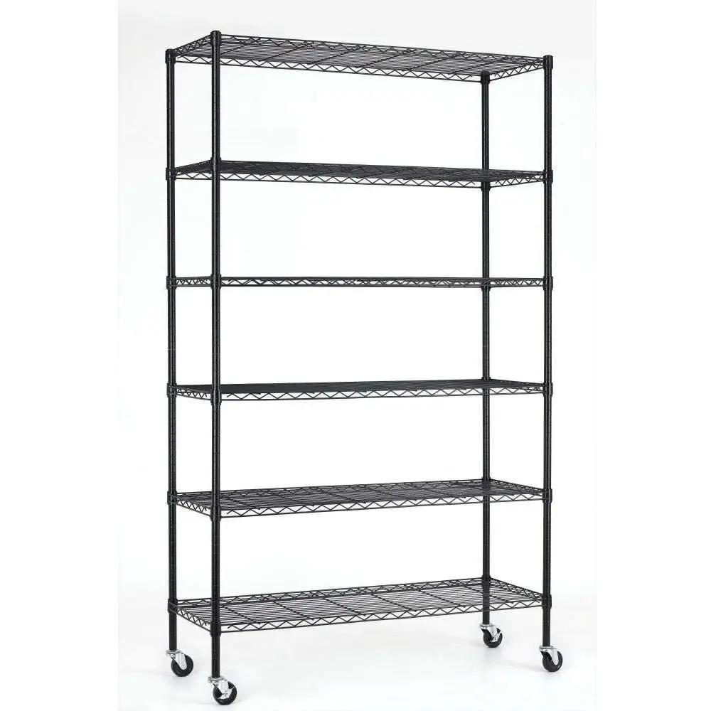 Heavy Duty 6-Shelf Adjustable Metal Shelving Rack with Casters - Tampa Home & Garden Store