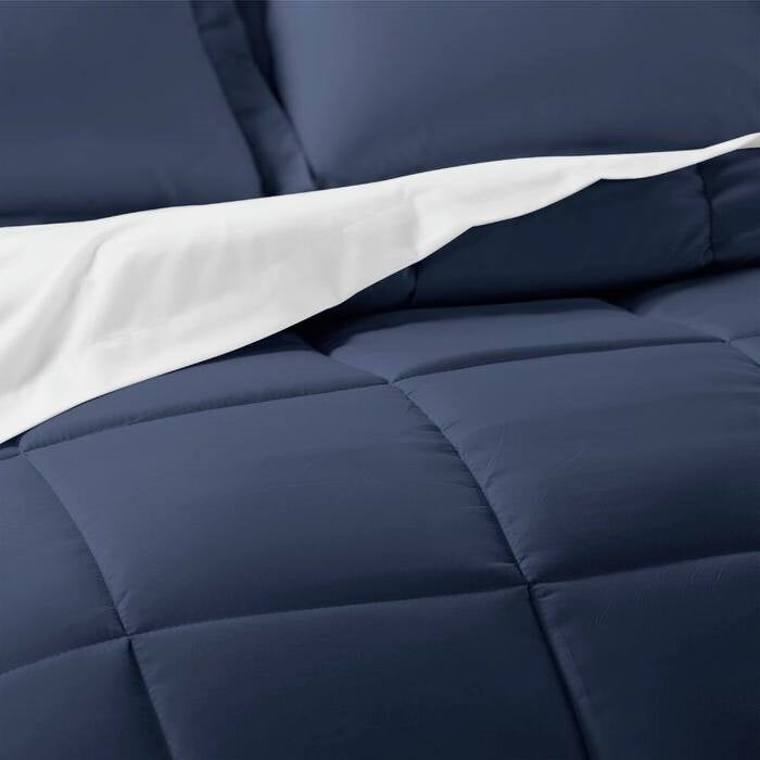 Juego de edredón de microfibra de 6 piezas con diseño de bafle reversible, tamaño Queen, de Queen Navy