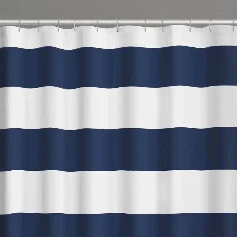 Shower curtain Nautical striped navy white by HomePacific 70x72 in on Tampa Home & Garden Store