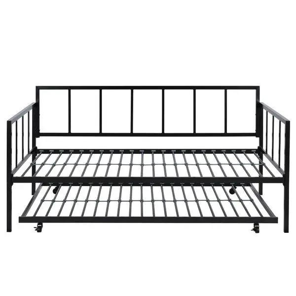 Twin size Heavy Duty Metal Daybed with Roll-Out Trundle Bed - Tampa Home & Garden Store