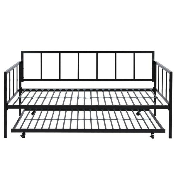 Sofá cama individual de metal resistente con cama nido extraíble