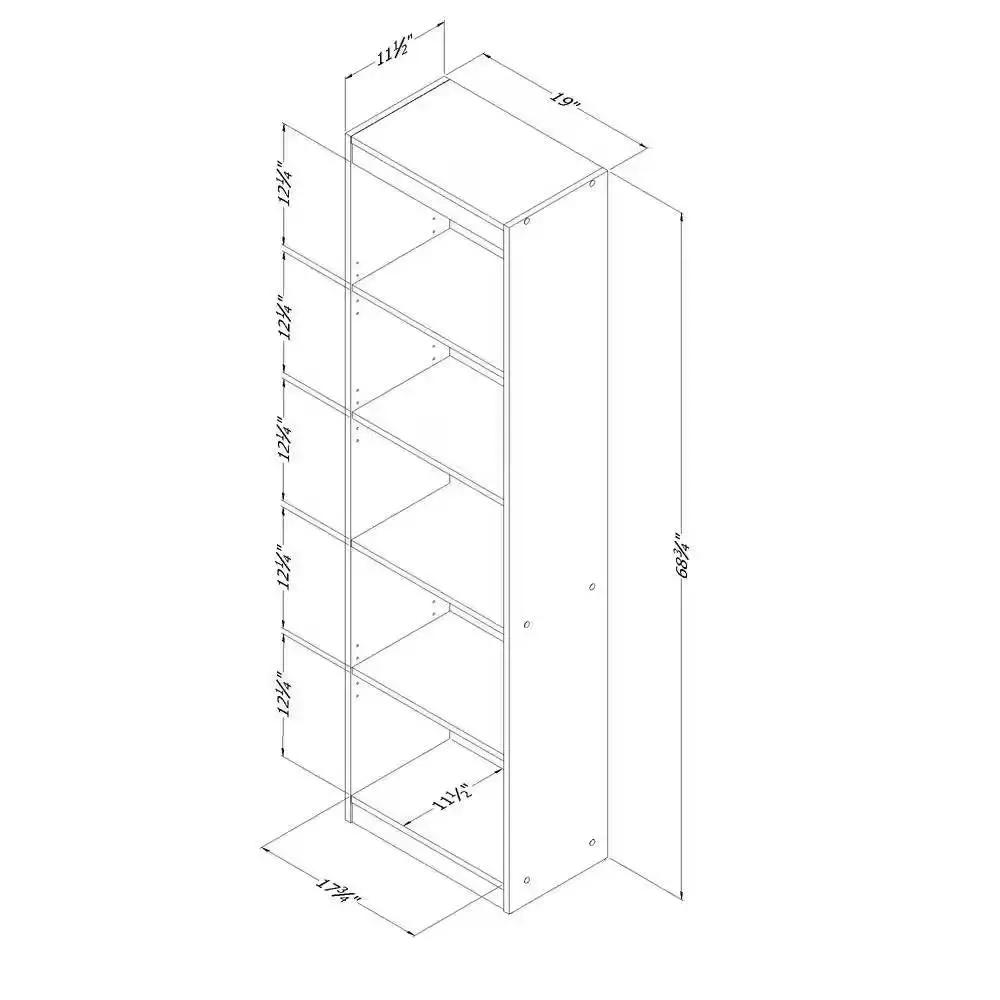 Narrow Five-Shelf Bookcase in dark wood finish with five shelves by HomePacific on Tampa Home & Garden Store