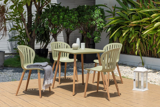 Nassau Square Table - sage green Social Plastic outdoor table with four chairs on Tampa Home & Garden Store