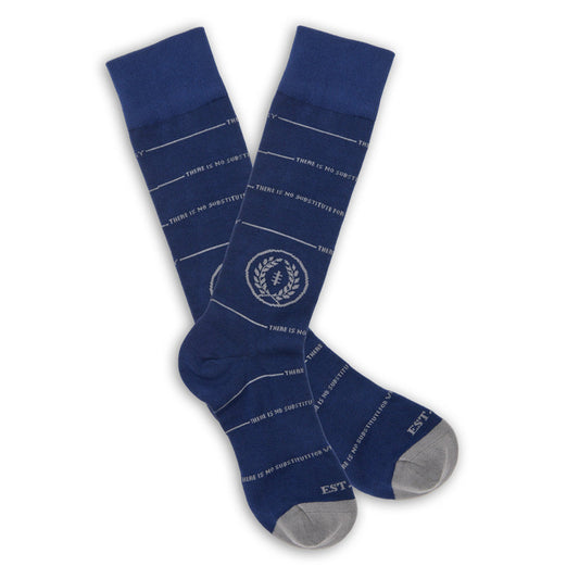 NFF 2-Pack socks by DeadSoxy in deep blue with white slogan lines and crest emblem, 2 pairs on Tampa Home & Garden Store
