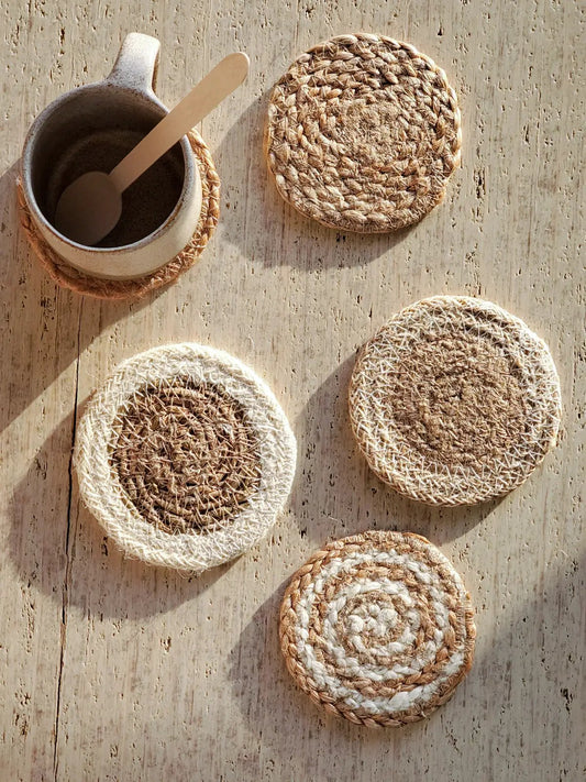 Natural Coaster Gift Set with Heart Pouch KORISSA on Tampa Home & Garden Store